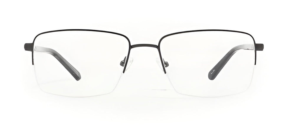 Black eyeglasses on a white background