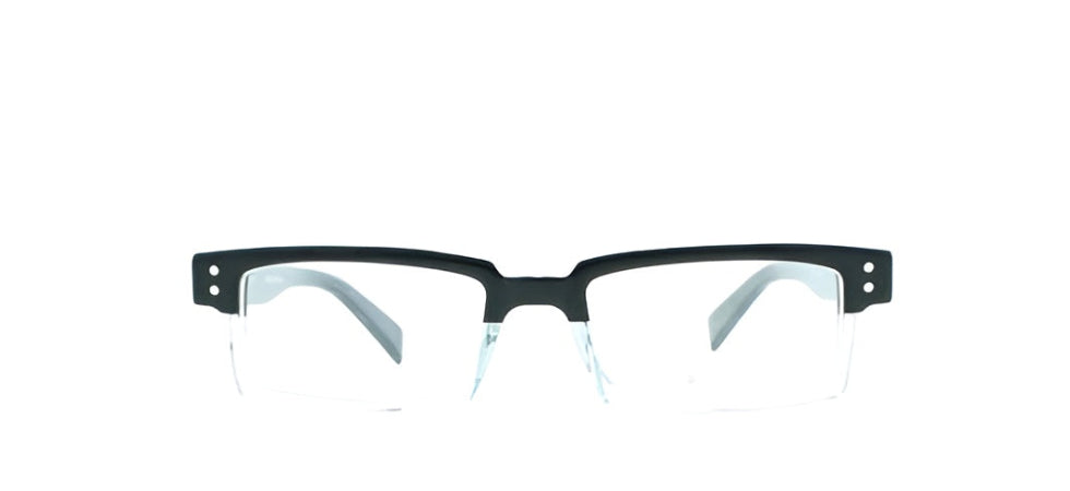 Black eyeglasses on a white background