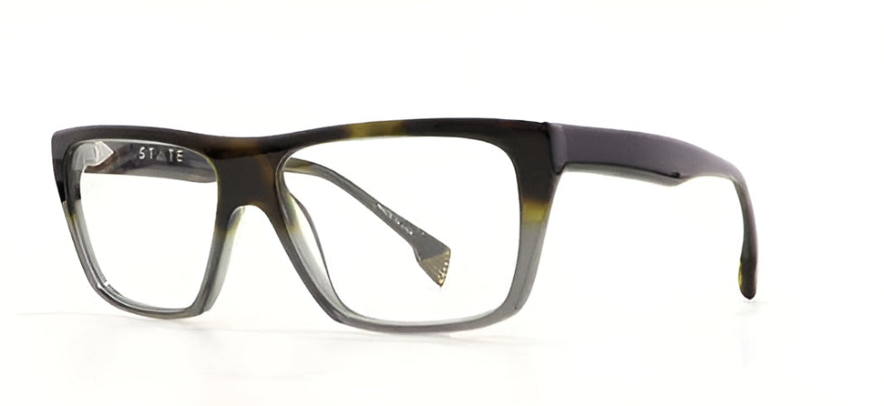 Eyeglasses with a tortoiseshell frame on a white background