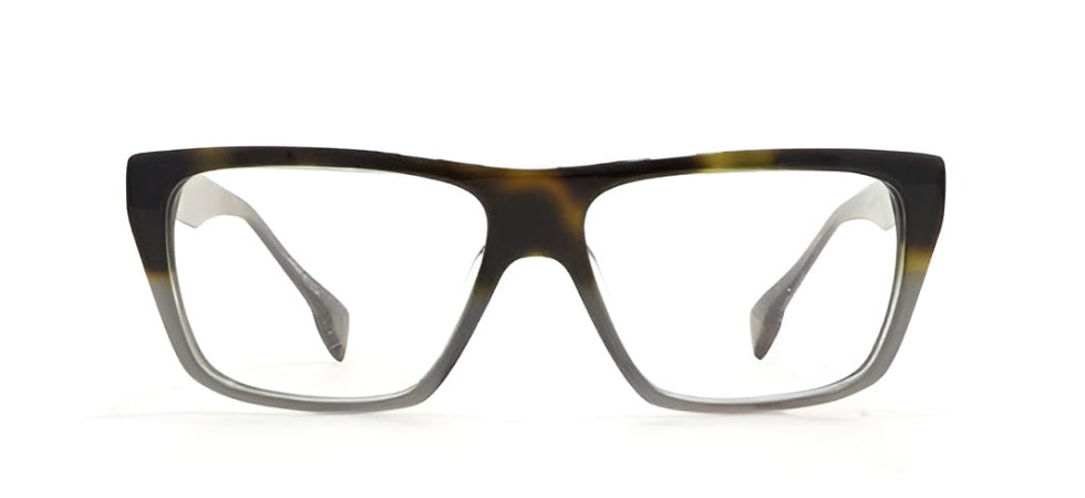 Eyeglasses with a tortoiseshell frame on a white background
