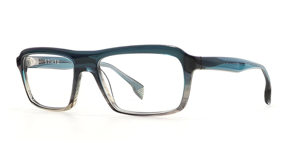 Blue eyeglasses on a white background